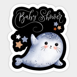 Baby shower Mommy to be Hello little One Sweet little seal cute baby outfit Sticker